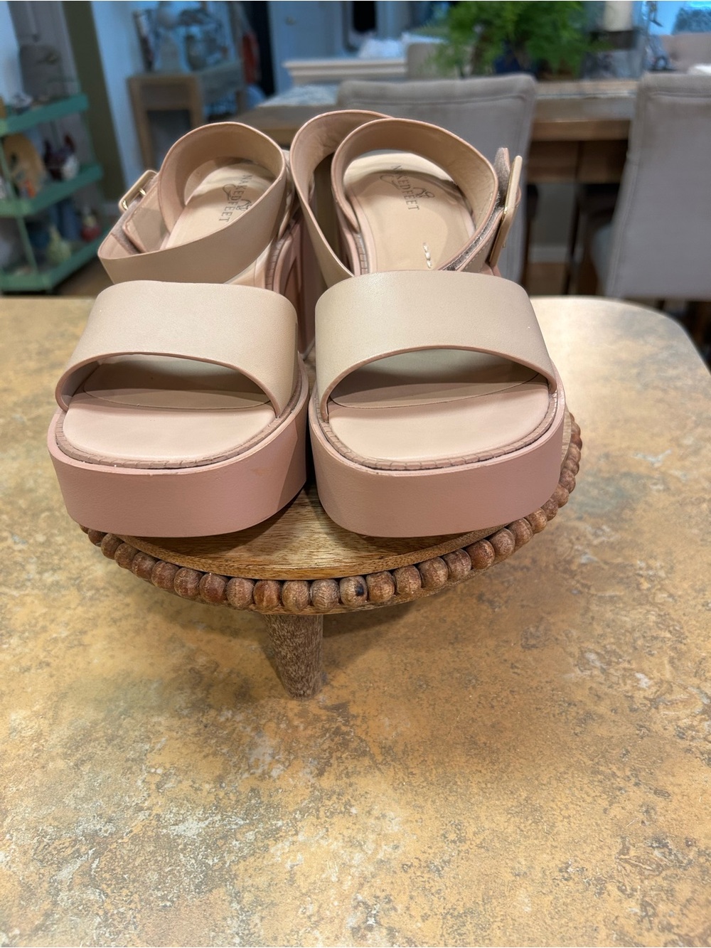 Naked Feet Iconoclost  Rosette Block Heel Sandal with Ankle Strap - Picture 5 of 15